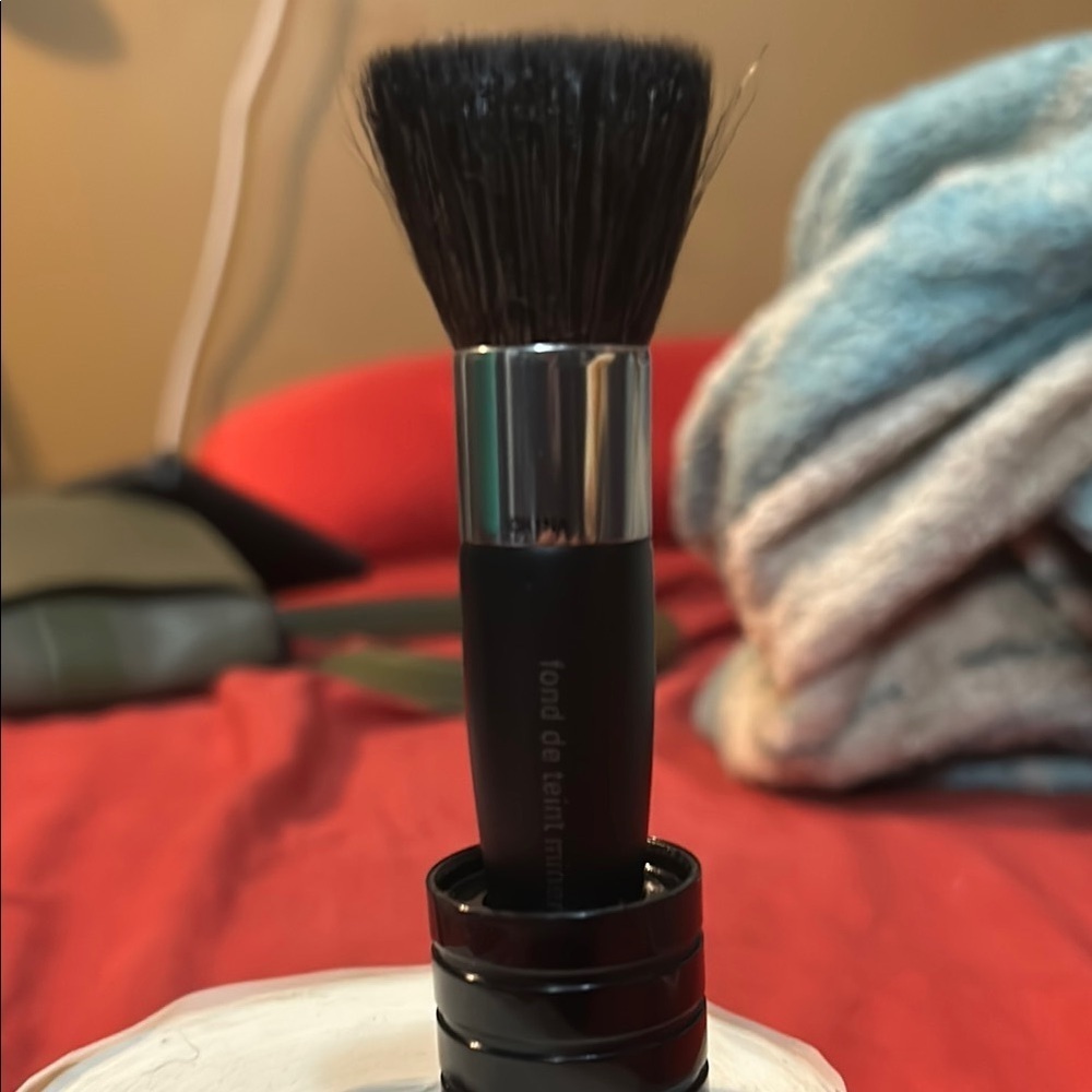 Black Makeup Brush with Silver Handle